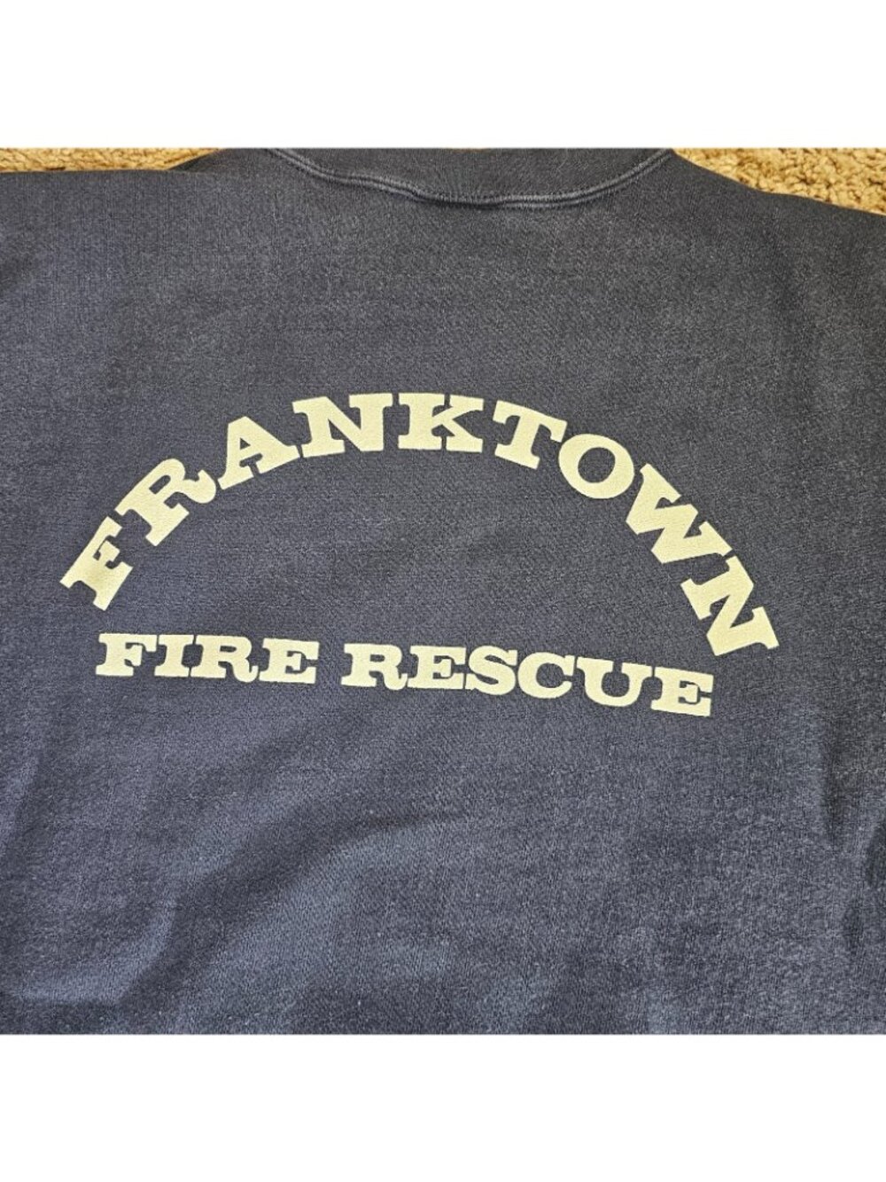 Vintage Lee Ultraweight Sweatshirt XL Blue Franktown Fire Rescue Firefighter - Picture 4 of 11